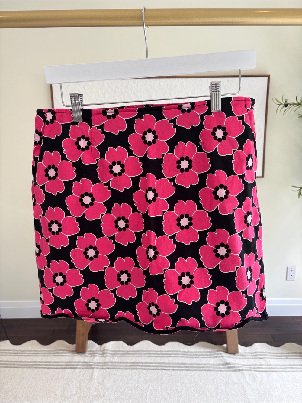 Bright Pink Floral Mini Skirt - Women's Bold Print